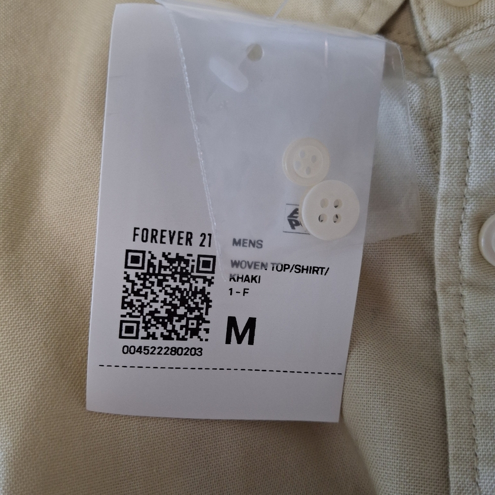 NWT Forever 21 Tan Long Sleeve Button Up Shirt Size Medium - Picture 6 of 7